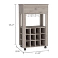 thumbnail image 3 of DEPOT E-SHOP Margh Bar Cart, Twelve Wine Cubbies, Four Legs, One Open Shelf, Countertop- Light Grey, For Kitchen, 3 of 5