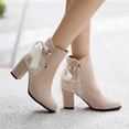 thumbnail image 5 of Fesfesfes Fall Boots Women Solid Splicing Bandage Retro High Heel Round Boots Shoes US:9(42), 5 of 9