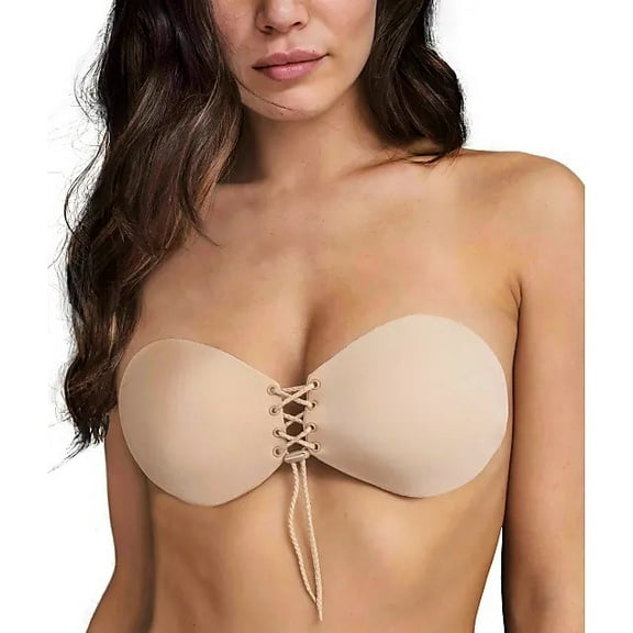 THE NATURAL Nude Lace-Up Backless Adhesive Bra, US C, NWOT