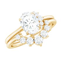 Rosec Jewels - Lab Created Diamond Wedding Rings Set - Designer Engagement Ring with Enhancer (EF-VS Quality), 14K Yellow Gold, US 4.50
