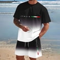 thumbnail image 2 of CONZONE Italy Day Men's 2 Pieces Outfits Gradient Color Short Sleeve T-Shirts Shorts Set for Men Breathable Summer Tracksuit, 2 of 4