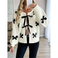 thumbnail image 4 of Women Tie Front Sweater Cardigan Trendy Y2k Knitted Cardigan Cream White M, 4 of 9