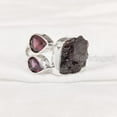 thumbnail image 2 of Natural Pear Garnet Ring, Rough Garnet Adjustable Ring, January Birthstone, Three Stone, 925 Sterling Silver, Womens Ring, Christmas, Thanksgiving, Handmade, Statement Jewelry, Rough Gemstone Jewelry, 2 of 5