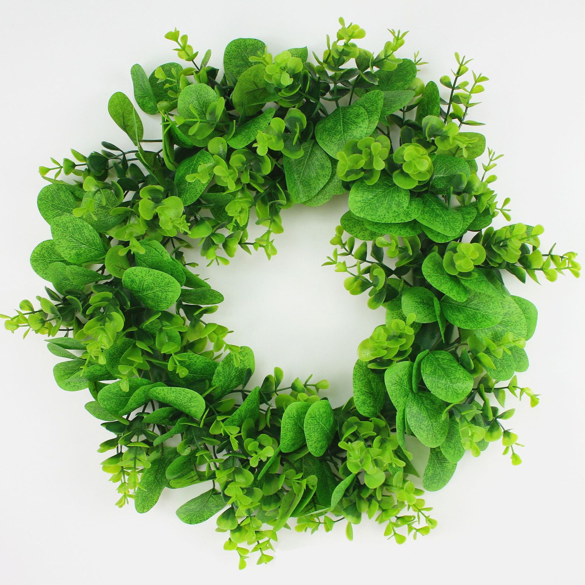 Coolmade 16 Inch Artificial Wreath Faux Eucalyptus Wreath with Green