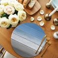 thumbnail image 2 of Blue Gray Round Placemats Set of 6 for Dinning Tables,Heat-proof Braided Table Mats 15 Inch,Vintage Farmhouse Gradient Wooden Grain Art Washable Place Mat for Kitchen Restaurant Party Table Decor, 2 of 9