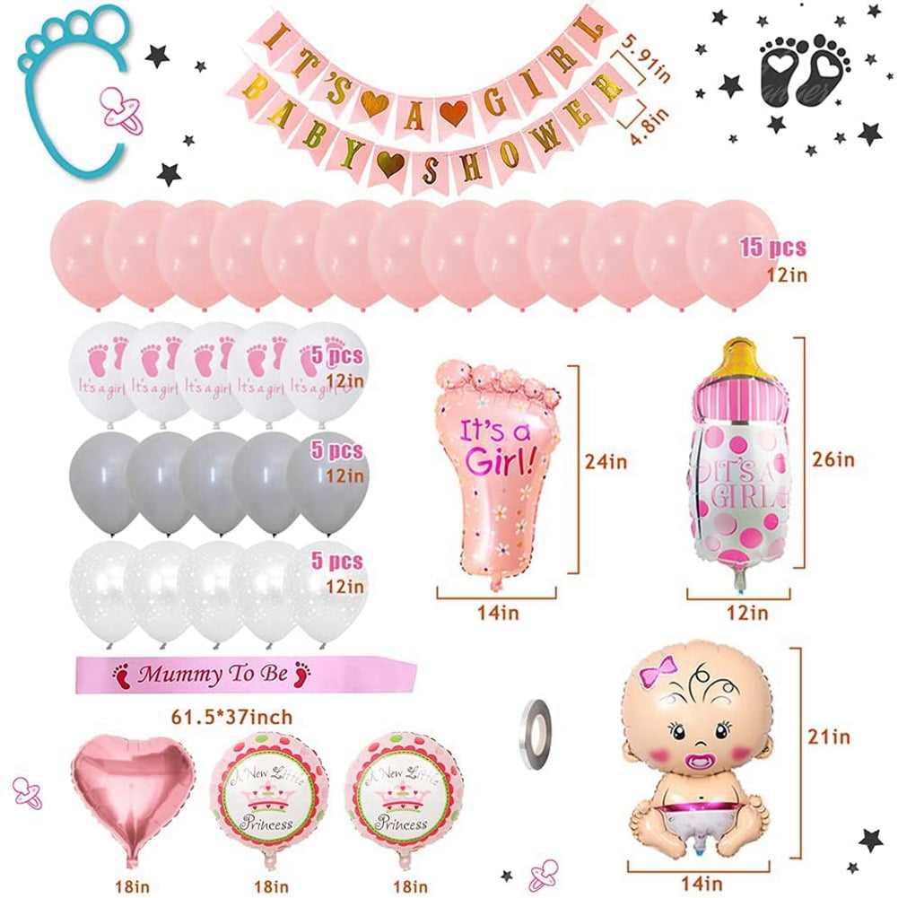 Baby Shower Decorations Girl, Baby Shower Pink Balloons Set, for Girl