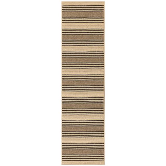 Trans-Ocean Imports RVIR8764012 23 Po x 7 Pi 6 Po Liora Manne Riviera Stripe Tapis Tissé Wilton Intérieur et Extérieur - Tan