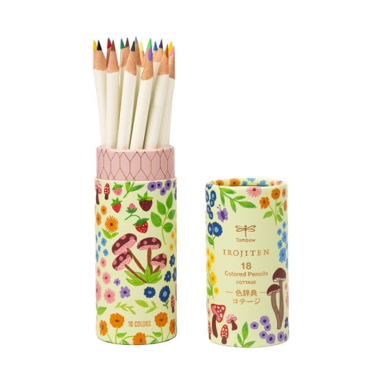 Tomobow Irojiten Colored Pencil Desk Cup-18 Pencils, Cottage