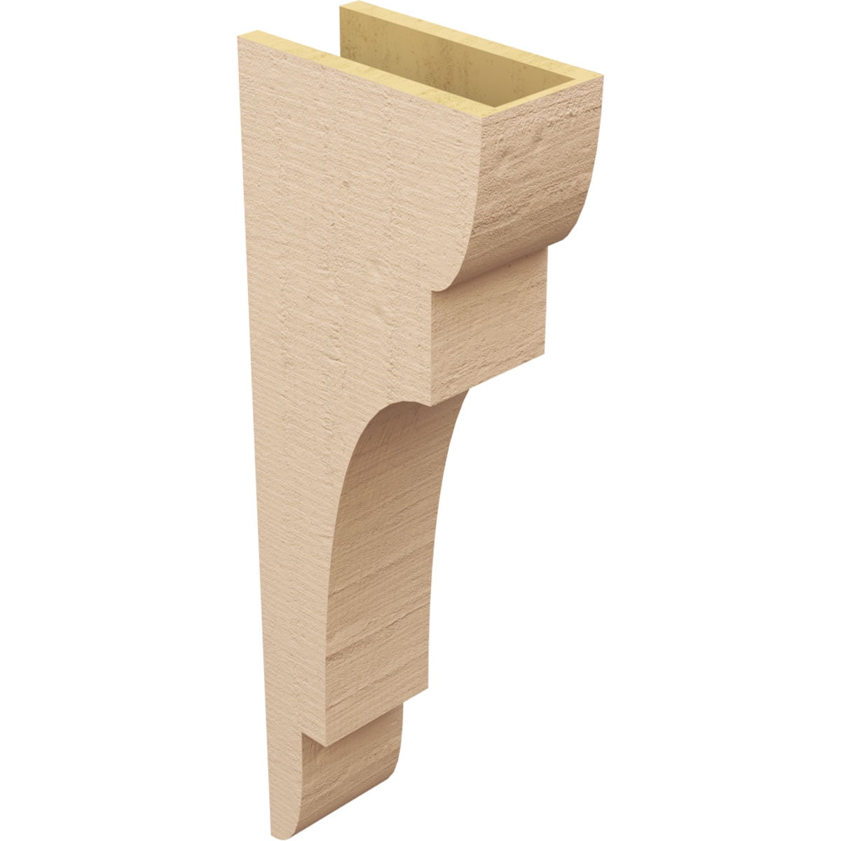 6"W x 12"D x 36"H Thin New Brighton Rough Cedar Woodgrain TimberThane Corbel, Primed Tan