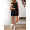thumbnail image 6 of Women'S Summer 2 Piece Matching Long Sweater Shorts Sets Travel Resort Wear Sleeveless Knit Outfits Black M, 6 of 8