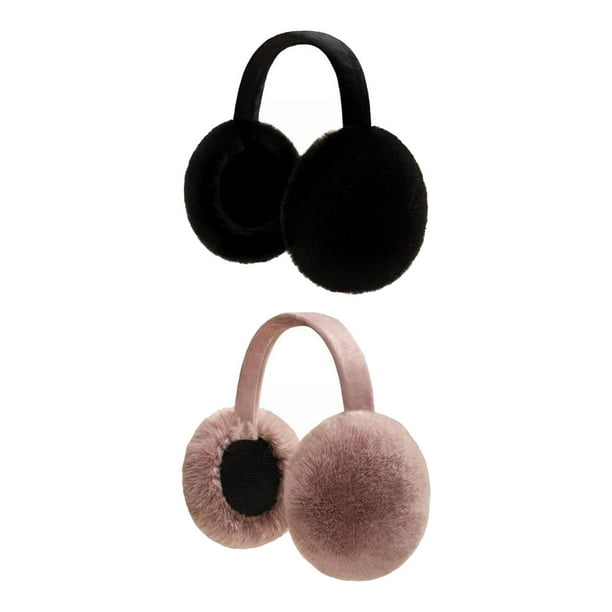 2 orejeras de felpa unisex, cómodas, para caminar y pescar al aire libre. negro rosa oscuro