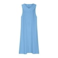 thumbnail image 5 of New Summer Arrivals SMihono Linen Casual Dresses for Women Flowy V Neck Short Sleeve 2025 Maxi Dress Lightweight Summer Beach Vacation Clothes Light Blue XXL, 5 of 7