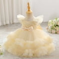 thumbnail image 6 of Girl Flower Design Dress Sleeveless Flower Design Princess Wedding Dress for Toddler and Girl Yellow 6 M-9 M, 6 of 7