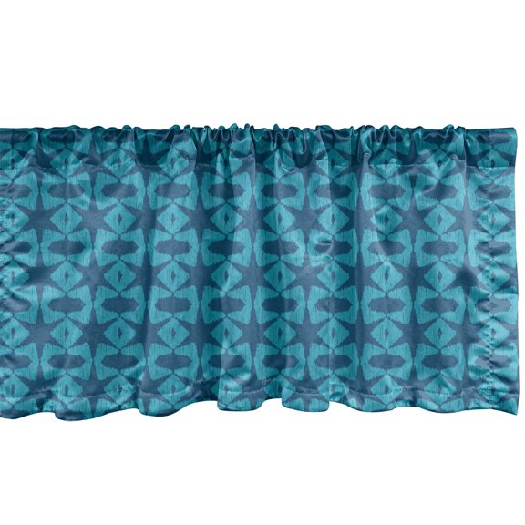 Ambesonne Abstract Valance Pack of 2, Monochrome Array, 54"X18", Dark Turquoise Sea Blue