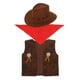 thumbnail image 5 of Disfraz de vaquero/vaquera infantil, conjunto de chaleco, sombrero y pañuelo para Halloween, fiesta de disfraces, cosplay, color marrón, talla 115-130 M, 5 of 8