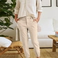 thumbnail image 6 of IDALL Capri Pants Sweatpants Women Fashion Solid Color Elastic Long Pants Leisure Trousers Hiking Pants Women Summer Pants Khaki XL, 6 of 7