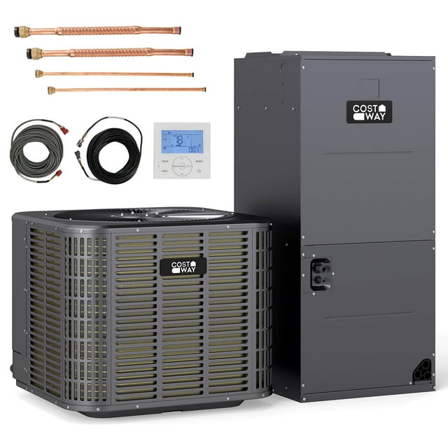 Costway 3 Ton 19 SEER2 Central Air Conditioner Heat Pump System with Air Handler Unit