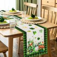 thumbnail image 5 of St Patricks Day Table Runner 108 Inches, Happy St Patrick''s Day Shamrocks Green Truck Hat Burlap Table Runners, Leprechaun Gnomes Holiday Extra Long Dresser Table Cloth Decor for Home Dining Room, 5 of 6