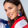 thumbnail image 2 of BNNG Trendy Tassel Drop Earrings Independence Day Earrings With Red White Blue Flag Creative Festival Memorabilia Accessories Rose Gold Drop Earrings, 2 of 4