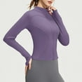 thumbnail image 4 of Scyoekwg Women's Yoga Jacket Stretchy Soft Athletic Running Track Jackets Thumb Holes Slim Fit Workout Jacket Fall Winter Outfits (Purple,S), 4 of 4