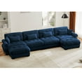 thumbnail image 3 of TUANLUO 166" Modular Sectional Sofa, Oversized U-Shaped Sectional Couch for Living Room, 4-Seater Velvet Sofa Upholstery Tufted Sofa with Reversible Ottoman, Blue, 3 of 9