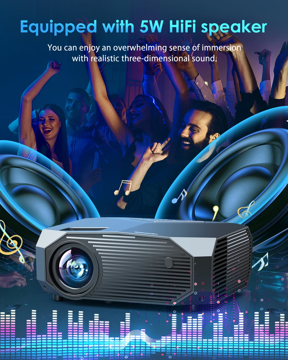 Hewcham 4K LCD Projector with Wireless, 1080P, 22000 Lumens, Bluetooth, Remote, 120,000-Hour Lamp