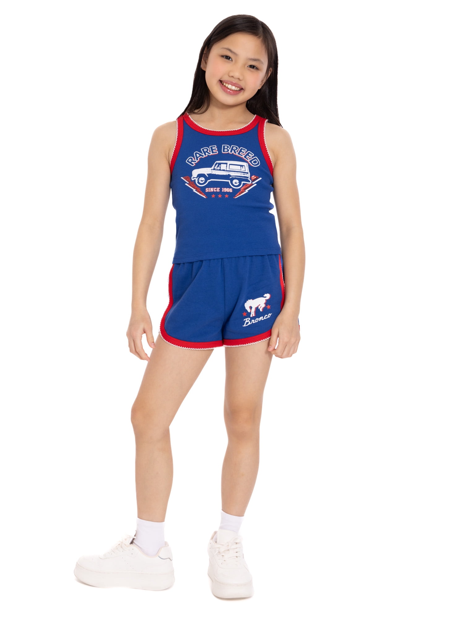Ford Bronco Girls Graphic Tank Top and Matching Shorts Set, 2-Piece, Sizes 4-16