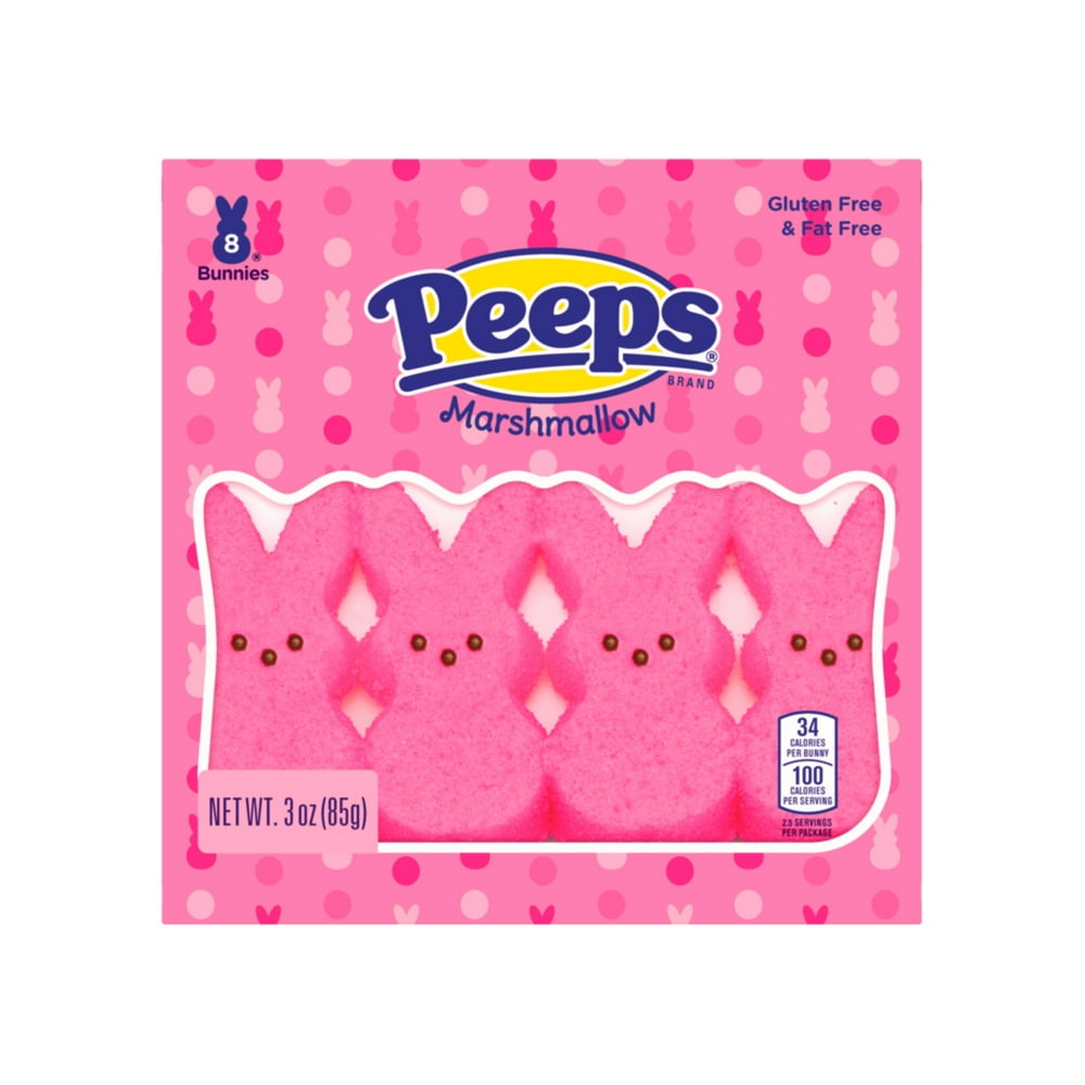 PEEPS Pink Marshmallow Bunnies, Easter Candy, 3oz (8ct)