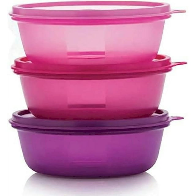 Tupperware Ensemble de Bols pour Restes Rose, Violet, Contenants de Rangement pour Aliments (600 ml x 3 Pcs)