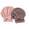 thumbnail image 1 of Paquete de 2 toallas para secar el cabello, gorro de toalla para el cabello con turbante absorbente, envoltura para la cabeza de secado rápido con nudo de lazo, 1 of 5