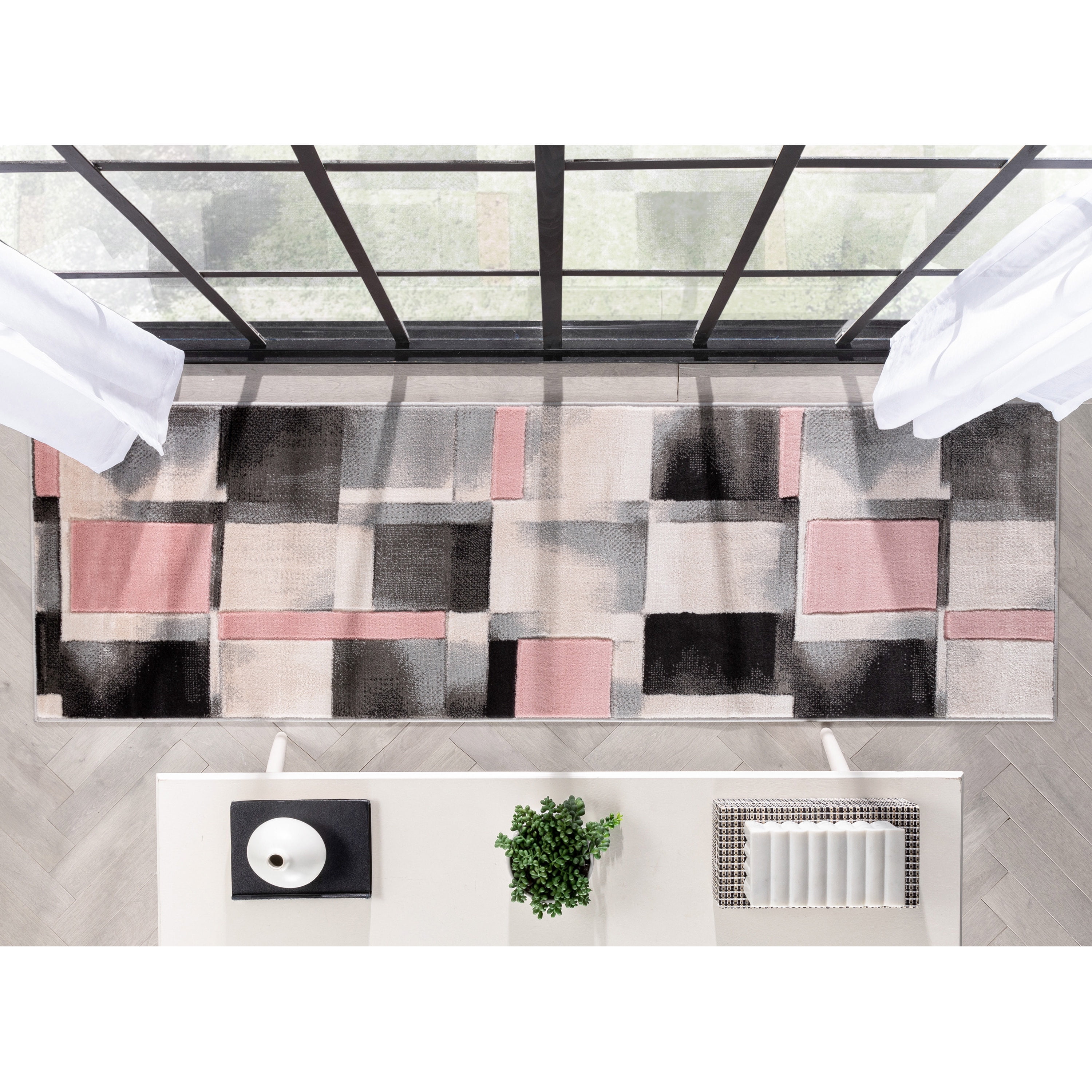 Well Woven Good Vibes Louisa Modern Geometric Blush Pink 2'7" x 7'3" Runner Rug