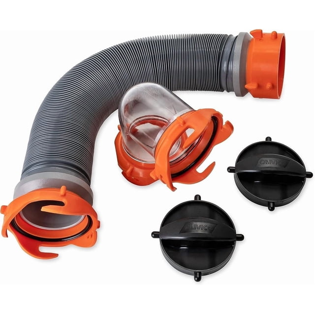 3-Foot Super Heavy-Duty Tote Tank Sewer Hose Kit | RV Drainage Kit w/Clear Elbow