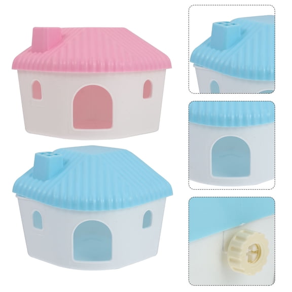 UPKOCH 2Pcs Hamster Shelter House Plastic Blue for Pet Owners and Small Pets