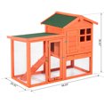 thumbnail image 3 of PawHut Wooden Rabbit Hutch, Weatherproof with Screened Run, Red 48", 3 of 10