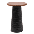 thumbnail image 3 of Hand-Carved Solid Wood Accent Table – Natural Mango Wood Side Table with Round Top for Living Room, Bedroom or Entryway – Boho Rustic Modern End Table Black, 3 of 6