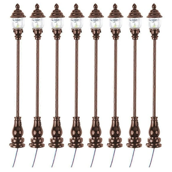 Outdoor Furniture Train 8pcs Miniature Street Light Railway Train Lamp Mini Garden Lamp Sand Table Ornaments for Micro Landscape Lighting Ho Scale Tra-SinKeeU