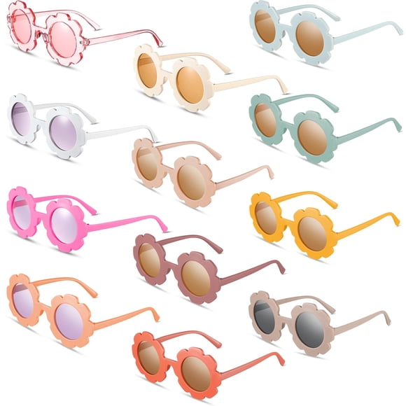 Gafas de sol Flutesan para niños con forma de flor, redondas, 12 pares