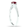 thumbnail image 3 of SZUL Women's Ruby and Diamond Half Moon Ring in 10K White Gold, 3 of 5