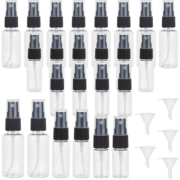 120 frascos de plástico con atomizador para viaje de 10 ml, 20 ml y 30 ml de capacidad mixta. Juego de mini frascos de viaje con 6 embudos. Recipientes rellenables para líquidos.