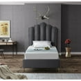 thumbnail image 5 of Meridian Furniture Lily Solid Wood and Tufted Velvet Twin Bed in Gray, 5 of 6