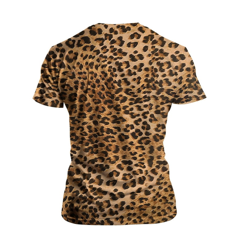 Rebaike Men's Leopard Print T-Shirt All Over Animal Pattern Wild