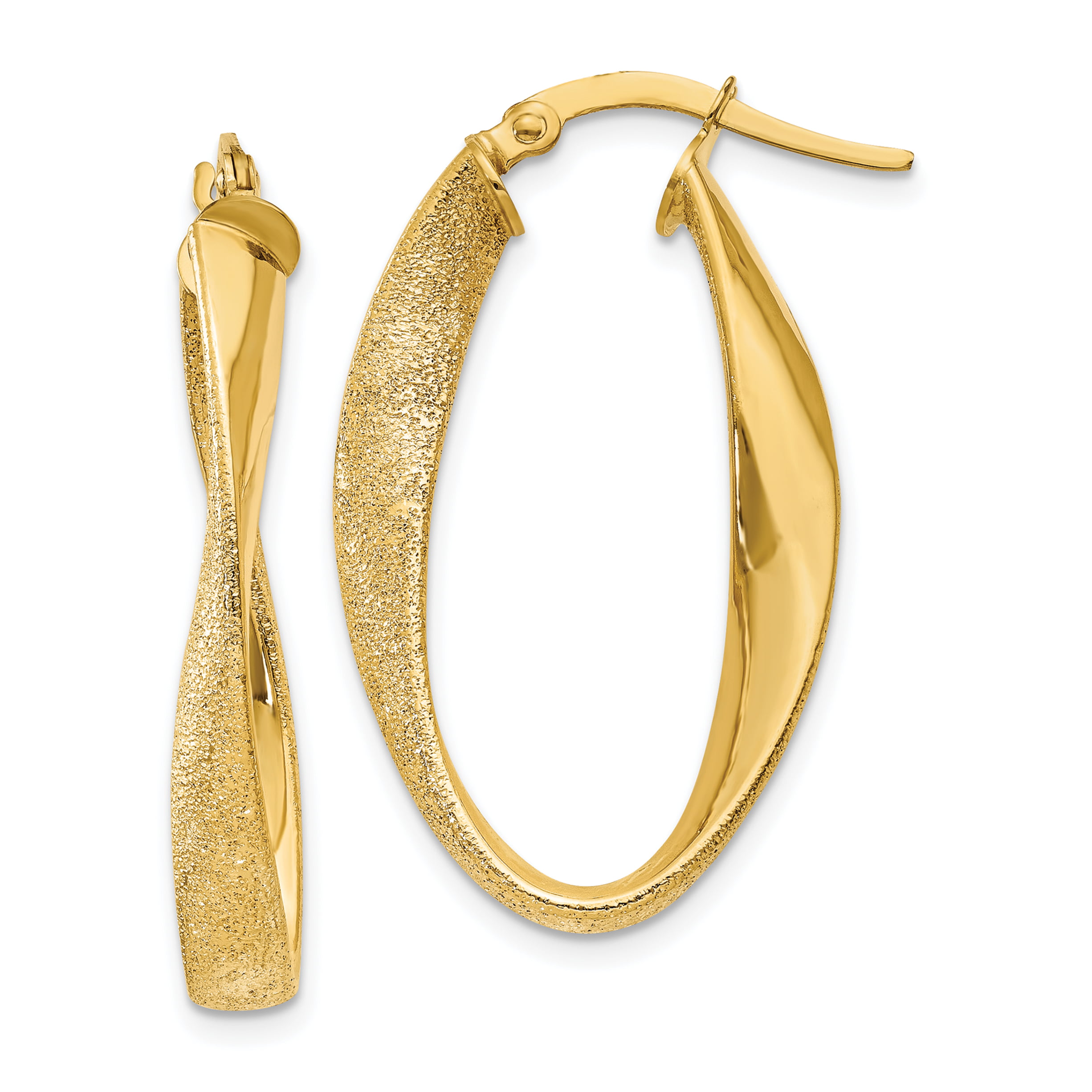 14kt Yellow Gold Oval Hoop Earrings Ear Hoops Set Fine Jewelry Ideal ...