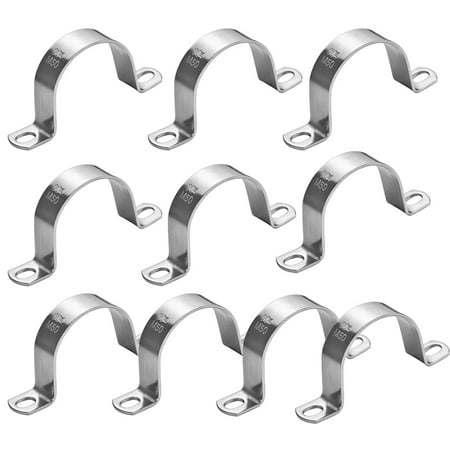 

10 PCS 2 Inch 50mm Heavy Duty U-Tube Strap Clamp-2 Hole U-Bracket Pipe Strap Clamp Hanger Fastener Tube Tension Clips