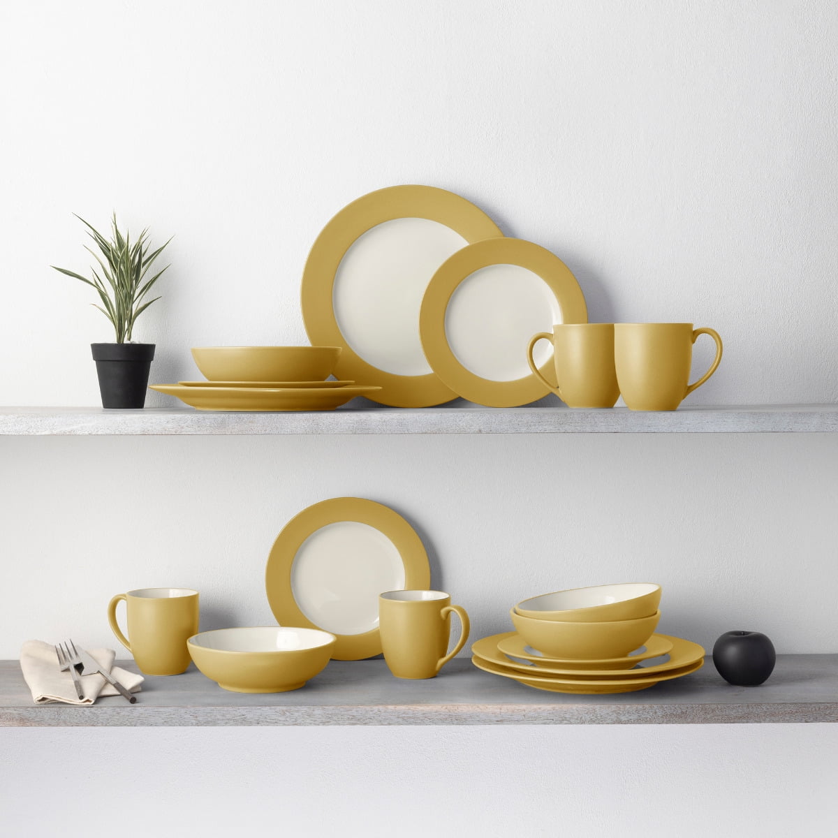 Noritake Colorwave Sand 16-Piece Rim Dinnerware Set, Service