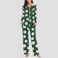 thumbnail image 6 of Cavosen Christmas 2 Piece Hanes Womens Pajamas Set and Elastic Waist Pants Breathable Sleepwear Santa Printed Warm Pockets Comfortable, 6 of 8