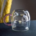 thumbnail image 2 of Purple Coffee cup Cat Glass Double Wall Insulated  Expresso Coffee Cups Juice Cup Tea Cup Cat Lovers Gifts, 2 of 10