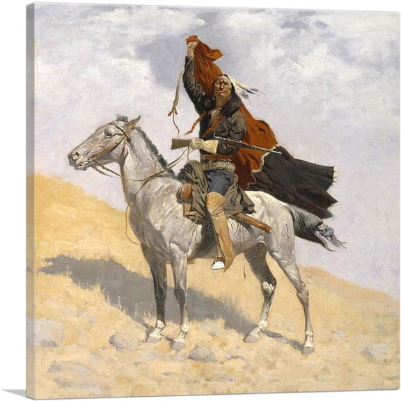 ARTCANVAS The Blanket Signal 1894 Canvas Art Print by Frederic Remington - Size: 18" x 18" (0.75" Deep)