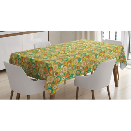 

Whimsical Tablecloth Botanical Pattern with Doodle Style Blooming Flowers Spring Fantasy Garden Art Rectangular Table Cover for Dining Room Kitchen 52 X 70 Inches Multicolor by Ambesonne