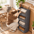 Side Panel Options 4-Tier Dark Gray Hanging Closet Organizer with Detachable Shelves and ...
