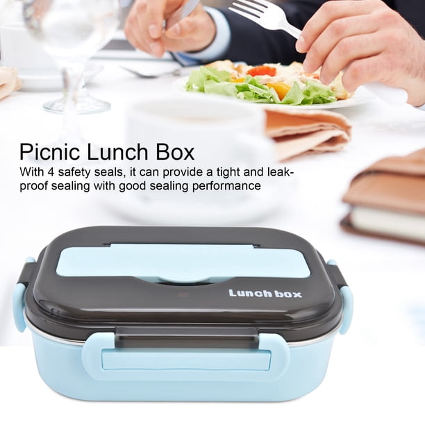 Fiambrera térmica portátil a prueba de fugas con compartimento de acero inoxidable 304 de 1 l con cuchara para palillos para PicnicBlue Jadeshay moderno